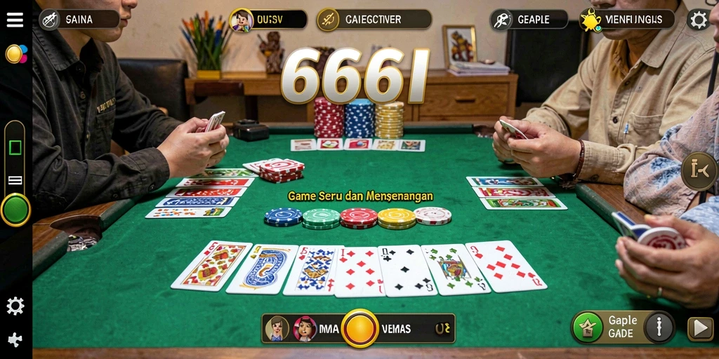 Gameplay seru Gaple di 666I dengan teman-teman.