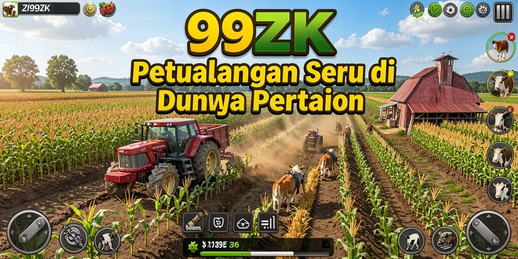 Screenshot gameplay 99ZK menampilkan petani yang sedang merawat tanaman.