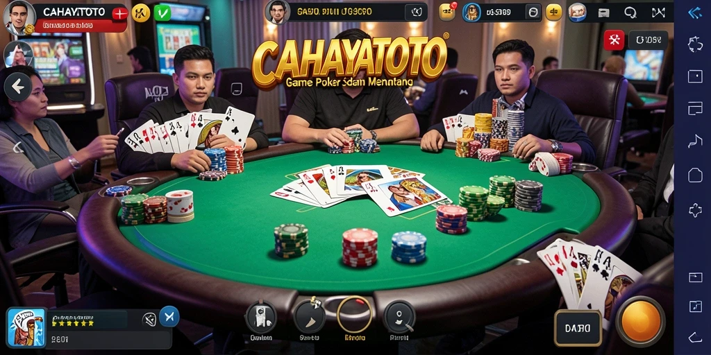Tampilan aksi mendebarkan dalam game Poker CAHAYATOTO.