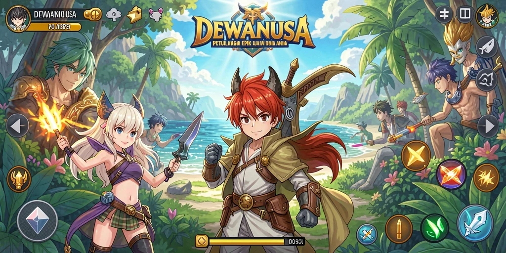 Tangkapan layar menampilkan aksi seru dalam <strong>DEWANUSA</strong> dengan karakter Anime yang memukau.
