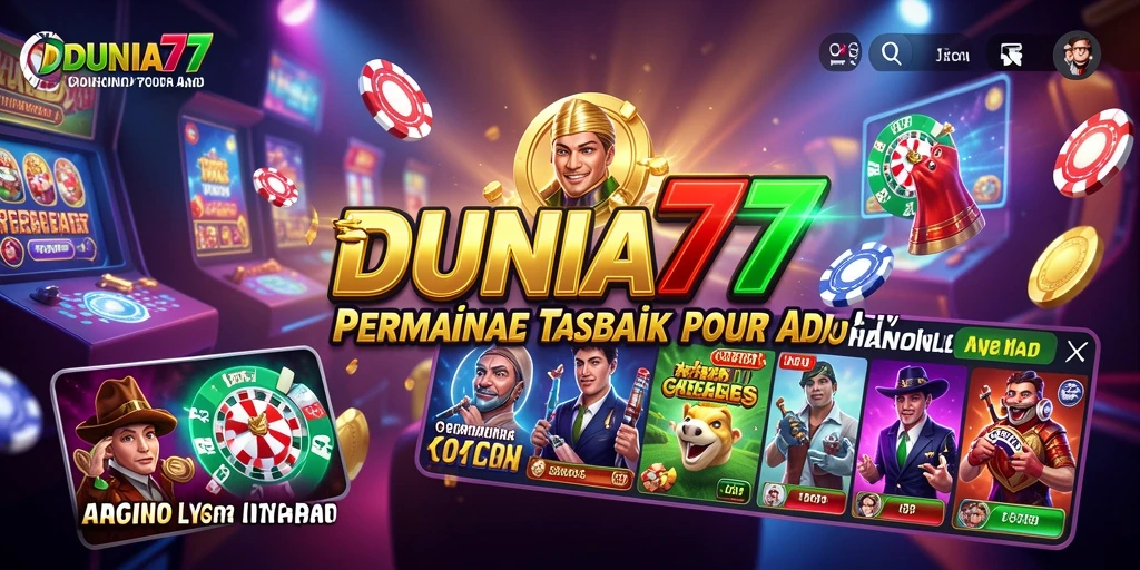 Screenshot utama DUNIA77 menampilkan gameplay kasino yang menarik dan mengasyikkan.