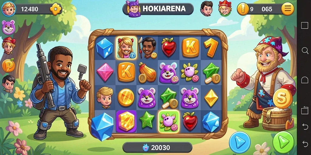 Tampilan gameplay HOKIARENA yang penuh warna dan menarik.