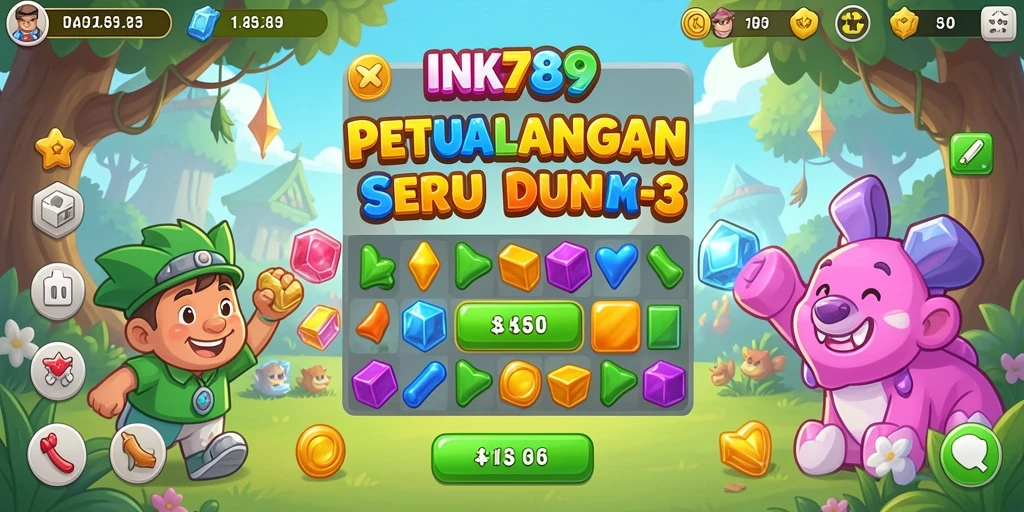 Gameplay seru dan penuh warna dari INK789 dalam setiap misi Match-3.