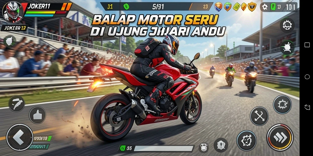 Tampilan aksi balap motor yang mendebarkan di JOKER11