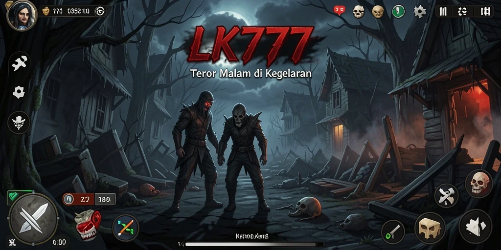 Tampilan gameplay menegangkan di LK777 dengan suasana menyeramkan.