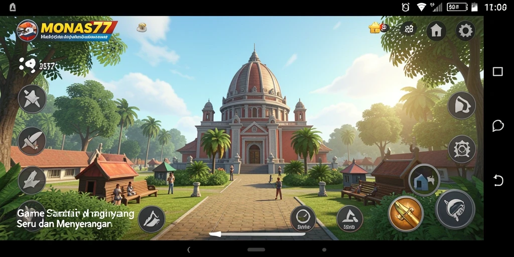Tampilan gameplay MONAS77 yang penuh warna dan seru.
