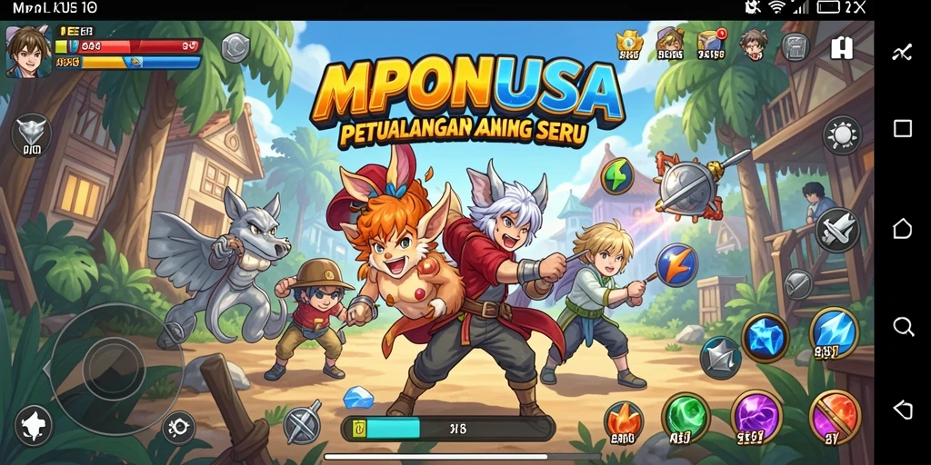 Tampilan gameplay MPONUSA yang menampilkan aksi epik karakter Anime.