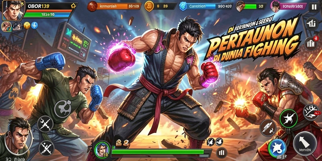 Tampilan gameplay OBOR138 yang seru dan penuh aksi pertarungan.