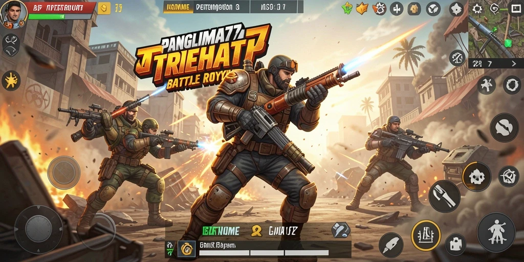 Tampilan gameplay <strong>PANGLIMA77</strong> yang mendebarkan dan penuh aksi.