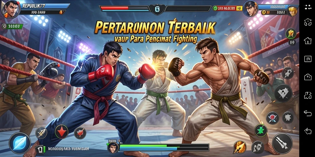Tangkapan layar utama dari REPUBLIK77 menampilkan pertarungan yang seru dan menegangkan.