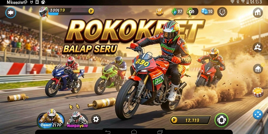Tampilan Gameplay ROKOKBET yang penuh aksi saat balapan.