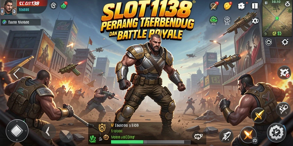 Tampilan gameplay SLOT138 dengan aksi mendebarkan di arena Battle Royale.