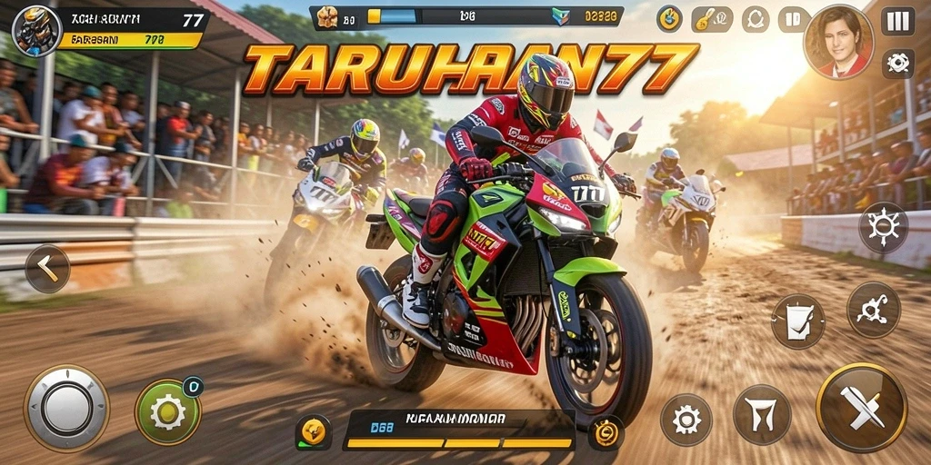 Tampilan screenshot TARUHAN77 menampilkan balapan motor yang mendebarkan dengan grafik memukau.