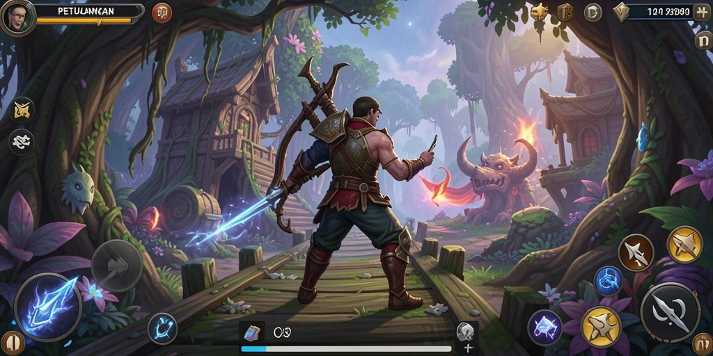 Screenshot gameplay V21 menampilkan petualangan seru di dunia fantasi.