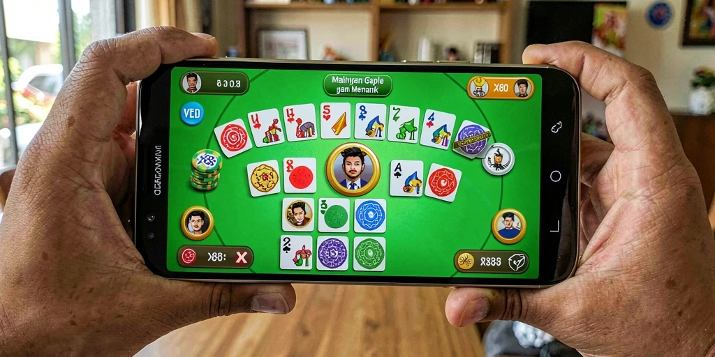 Screenshot gameplay X88 menampilkan pengguna yang sedang bermain gaple.